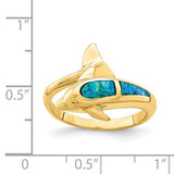14K LAB CREATED OPAL DOLPHIN RING