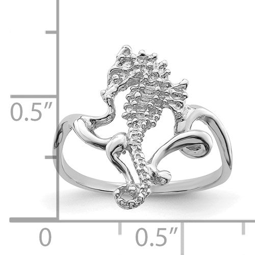14K White Gold Seahorse Ring