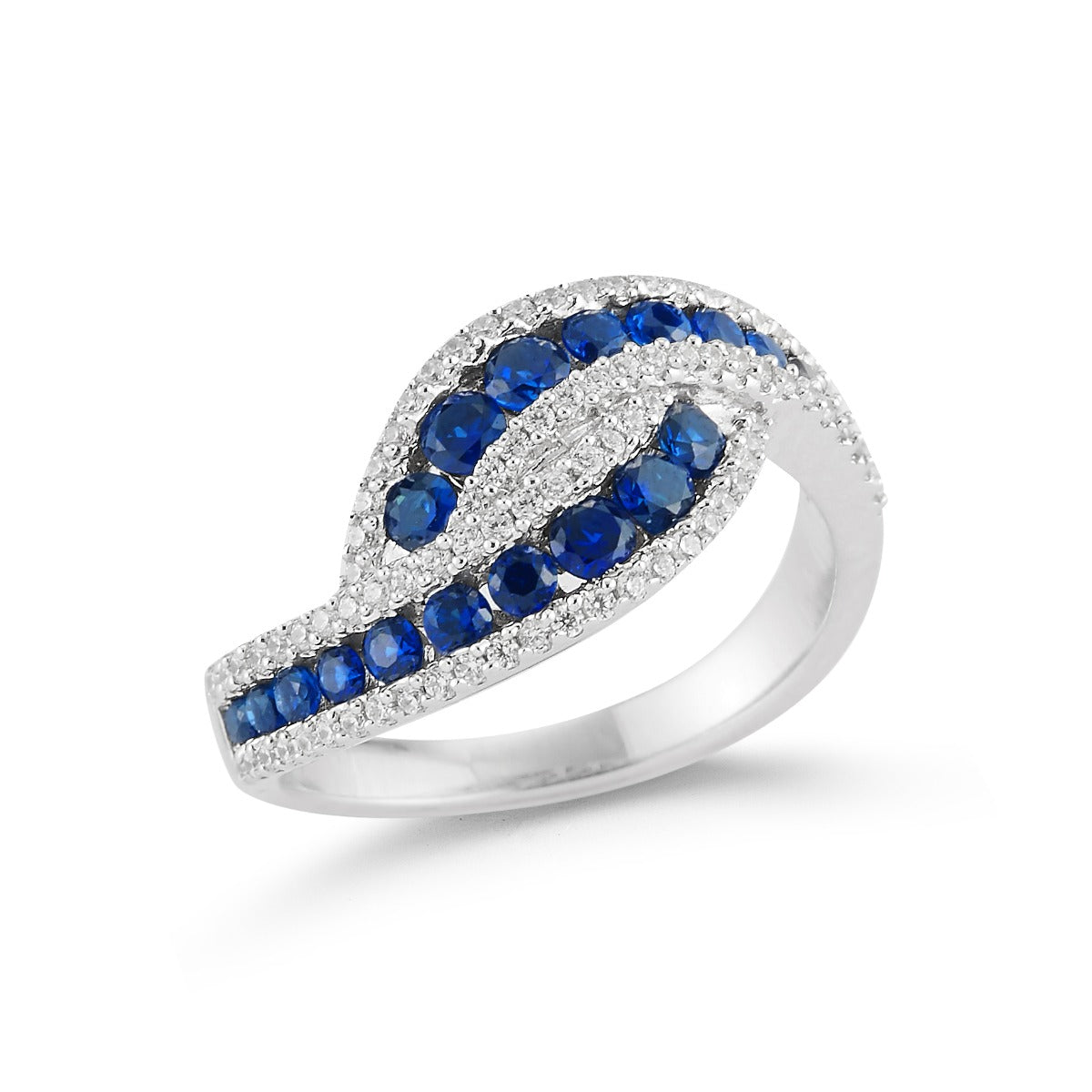 14K RING WITH 1CT SAPPHIRES AND  0.37CT DIAMONDS