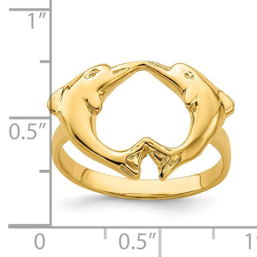 14K Heart of Gold Dolphin Ring / HP