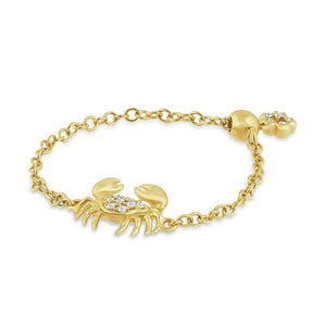 14K Adjustable Rope Chain Crab Ring