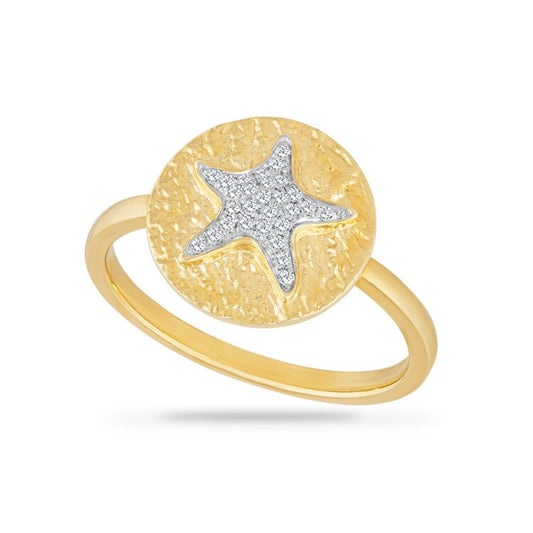 14K STARFISH RING 28 DIAMONDS 0.10CT