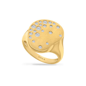 14K BEAN SHAPED RING WITH 22 DIAMONDS 0.40CT