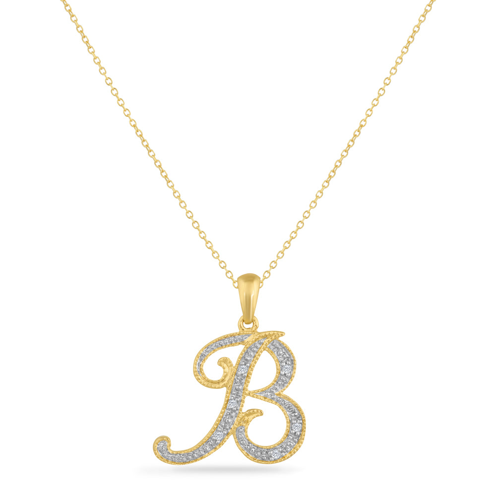 Solid 14k Rose Gold Initial Letter B Pendant Necklace, 16