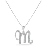 SCRIPT INITIAL ''M'' DIAMOND PENDANT ON 18 INCHES CHAIN